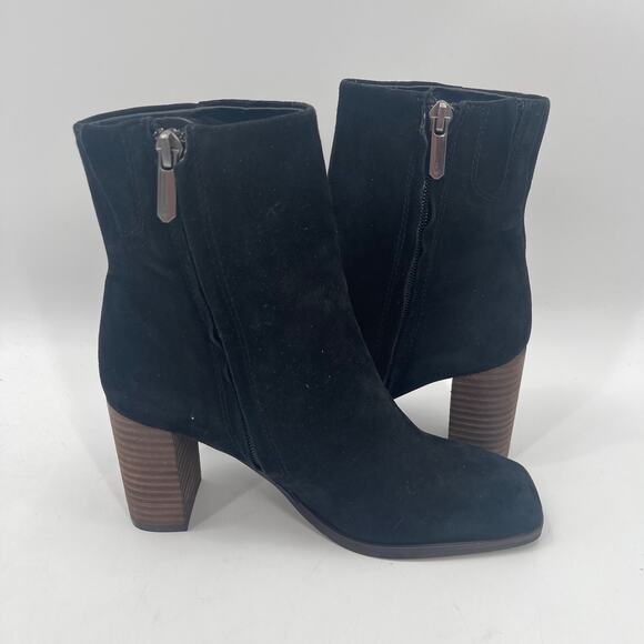 NEW SAM EDELMAN Boots Size 5 Osten Ankle Booties Suede Black Heeled Heels NWOT - Picture 7 of 15